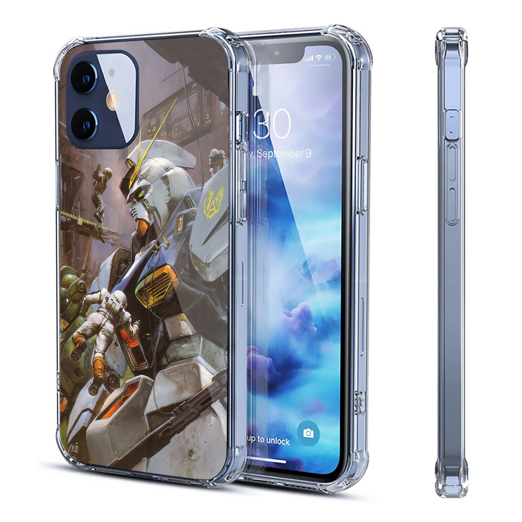 （画像用） 機動戦士ガンダム Mobile Suit Gundam 【iPhone 12シリーズ対応】透明スマホケース（クリアソフトケース）